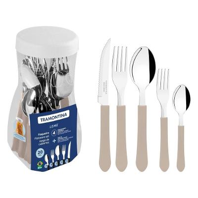 Faqueiro Leme 20 Peças Aço Inox Cabo Polipropileno Cinza Tramontina