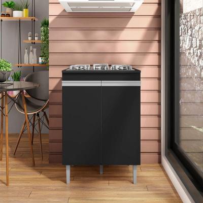 Balcão para Cooktop Andréia 2 Portas MDP Preto AJL Móveis