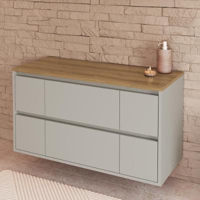 Balcão Gabinete de Banheiro Suspenso CRART-BAL004 2 Portas 4 Gavetas 88,4CM Bege Multimóveis