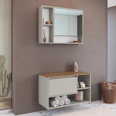 Armários Modulares de Banheiro CRART-CON016 3 Portas MDP 80CM Bege Multimóveis