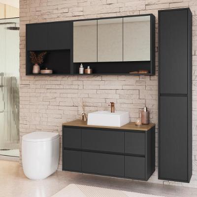 Armários Modulares de Banheiro CRART-CON018 9 Portas 5 Prateleiras MDP 176,6CM Grafite