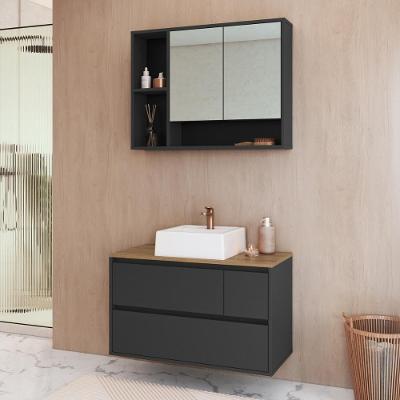 Armários Modulares de Banheiro CRART-CON005 4 Portas MDP 80CM Grafite Multimóveis Conjunto Gabinete
