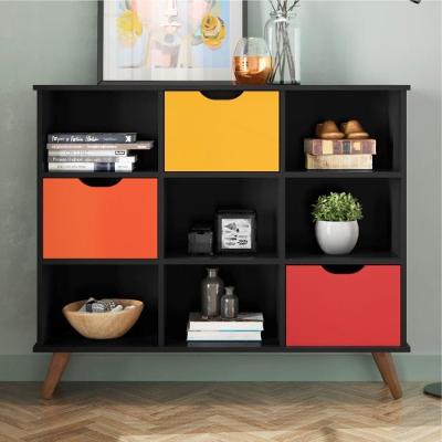 Conjunto Nicho Organizador Kenya Retrô 9 Espaços MDP Preto Qmovi