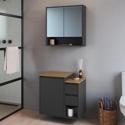 Armários Modulares de Banheiro CRART-CON001 3 Portas MDP 60CM Grafite Multimóveis