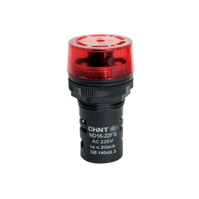 Botão Sinaleiro Sonoro ND16-22FS LED Piscante Vermelho 22MM 220VCA Chint