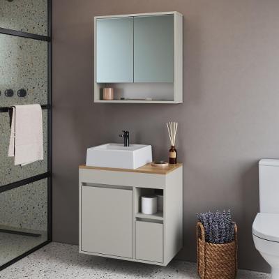 Armário Modular Banheiro CRART-CON015 3 Portas 1 Prateleira MDP 60CM Bege Multimóveis