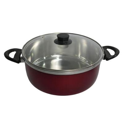 Caçarola Panela Alumínio Repuxado Tampa Vidro Temperado 2,29L Alça Baquelite Vinho Shopmaster