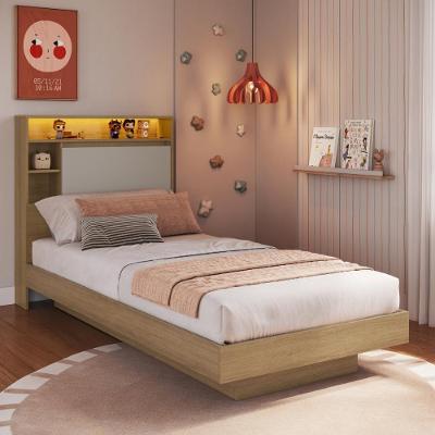 Cama de Solteiro com LED 1 Porta e Nichos para Colchão 78 88x188CM Mel Arenas Multimóveis