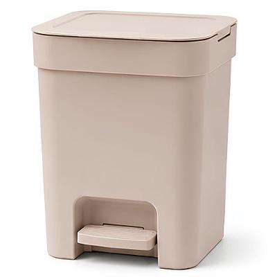 Lixeira de Pedal Retangular Trium 6L Plástico Abertura com Pedal Bege Yoi Martiplast