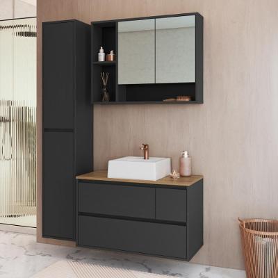 Conjunto Banheiro Armarios Modulares CRART-CON020 6 Portas MDP 108,2CM Grafite Multimoveis
