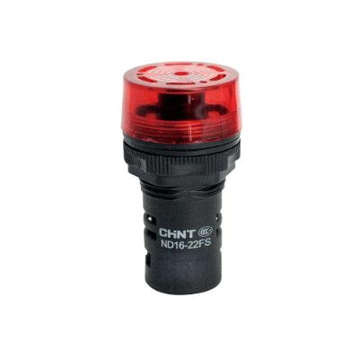 Chint ND16-22FS Botão Sinaleiro Sonoro 22mm 24Vcc Vermelho LED Piscante 593394