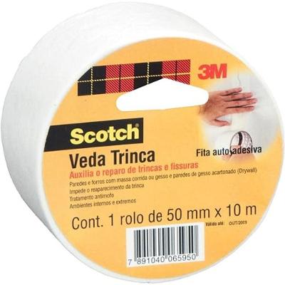 Fita Veda Trinca Fita Veda Trinca 50MM X 10 Metros Repara Trincas Fissuras Antimofo Scotch 3M