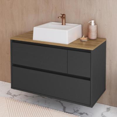 Balcão Gabinete de Banheiro com Cuba Suspenso 2 Portas 1 Gaveta 80CM Grafite CRART-BAL001