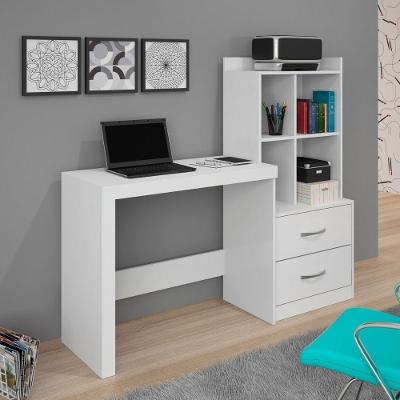 Escrivaninha com Estante CRJCM-ESC002 Moderno 2 Gavetas 141CM Branco Multimóveis