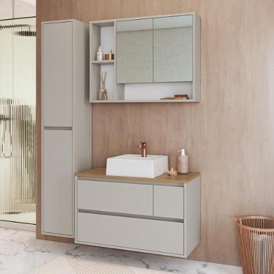 Armários Modulares de Banheiro CRART-CON020 6 Portas 5 Prateleiras MDP Bege Multimóveis