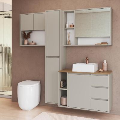 Armários Modulares de Banheiro CRART-CON017 7 Portas 3 Gavetas MDP 168,2CM Bege Multimóveis