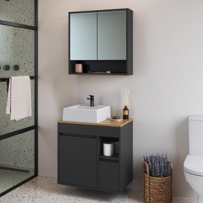 Armários Modulares de Banheiro CRART-CON015 3 Portas 2 Prateleiras MDP 60CM Grafite Multimóveis
