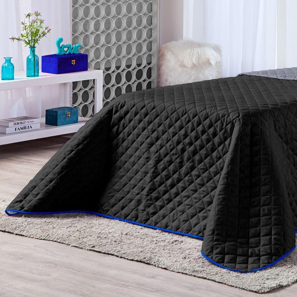 Kit Cobre Leito Preto Cinza Solteiro 02 Peças Dupla Face - 3