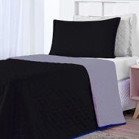 Kit Cobre Leito Preto Cinza Solteiro 02 Peças Dupla Face - 6