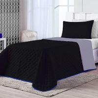 Kit Cobre Leito Preto Cinza Solteiro 02 Peças Dupla Face - 7