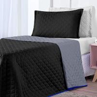 Kit Cobre Leito Preto Cinza Solteiro 02 Peças Dupla Face - 8