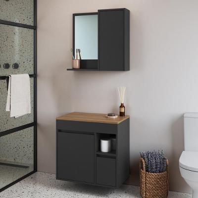 Armários Modulares de Banheiro CRART-CON011 2 Portas 1 Gaveta MDP 60CM Grafite Multimóveis Suspenso