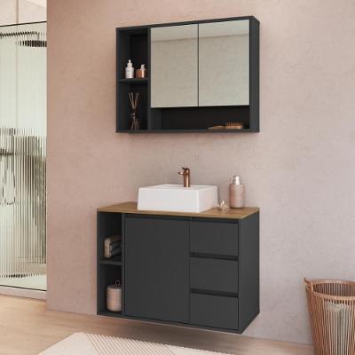 Armários Modulares de Banheiro CRART-CON006 3 Portas 3 Gavetas MDP 80CM Grafite Multimóveis