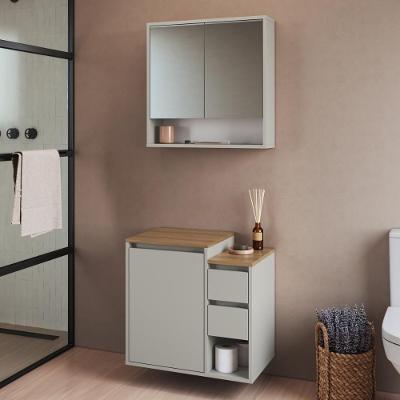 Armário Modular de Banheiro CRART-CON001 3 Portas MDP 60CM Bege Multimóveis Suspenso