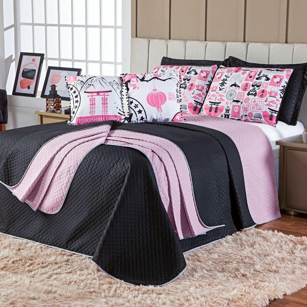 Kit Cobre Leito Oriental Dupla Face Com Almofadas Queen 07 Peças - 1