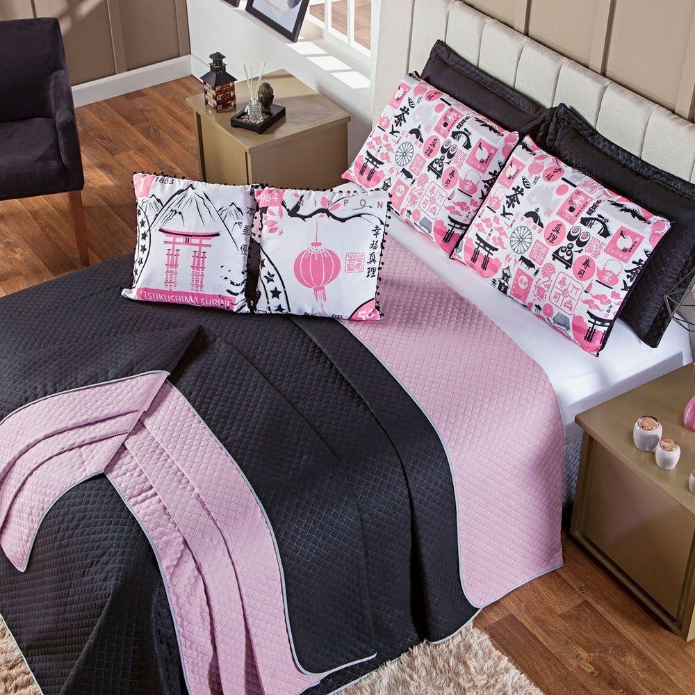 Kit Cobre Leito Oriental Dupla Face Com Almofadas Queen 07 Peças - 2