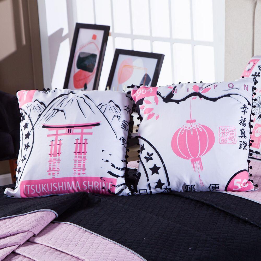 Kit Cobre Leito Oriental Dupla Face Com Almofadas Queen 07 Peças - 6