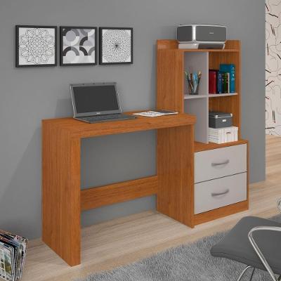 Escrivaninha com Estante CRJCM-ESC002 Moderno 2 Gavetas 141CM Cinamomo Off White Multimóveis