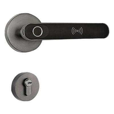 Fechadura Digital S607L Biometria Bluetooth Tuya BLE Porta de Madeira Liga de Zinco Cinza