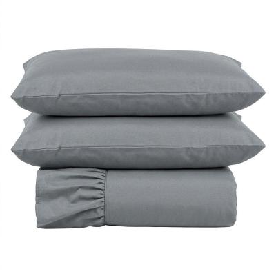 Kit Cobre Leito Turin Casal 3 Peças Micropercal 400 Fios Babado Liso Cinza Casa Scarpa