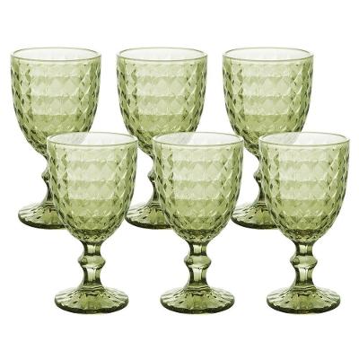 Jogo de Taças para Água Roman Vidro Bico de Abacaxi Verde 345ML Wolff
