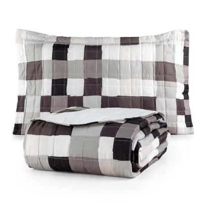 Kit Cobre Leito Karina Quadri 2 Solteiro Micropercal 300 Fios 100% Poliéster Estampado Branco Casa