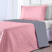 Kit Cobre Leito Rosa Cinza Solteiro 02 Peças Dupla Face - 5