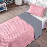 Kit Cobre Leito Rosa Cinza Solteiro 02 Peças Dupla Face - 8