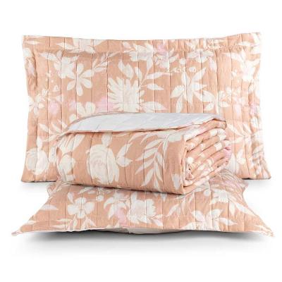 Kit Cobre Leito Karina King Micropercal 300 Fios 3 Peças Floral Estampado 100% Poliéster Casa Scarpa
