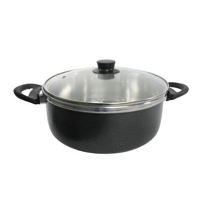 Caçarola Panela Alumínio Repuxado Tampa Vidro Temperado 1,7L Preto Craqueado Shopmaster