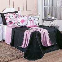 Kit Cobre Leito Oriental Dupla Face Com Almofadas Solteiro 05 Peças