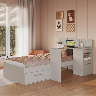 Cama de Solteiro com Escrivaninha Embutida para Colchão 188x88cm CRART-CAM003 Marrom Multimóveis