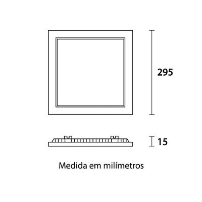 Placa LED de Embutir 80466004 Painel Slim Quadrado 24W 6500K Branco Frio Bivolt Alumínio