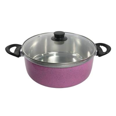 Panela Caçarola Alumínio Repuxado Tampa Vidro Temperado Rosa 2,29L Shopmaster