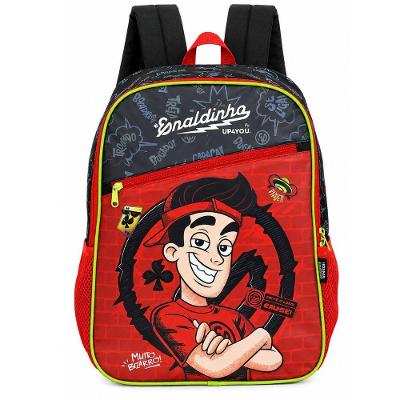 Mochila Escolar Infantil Luxcel Enaldinho Up4you Poliéster 11L Vermelho e Preto