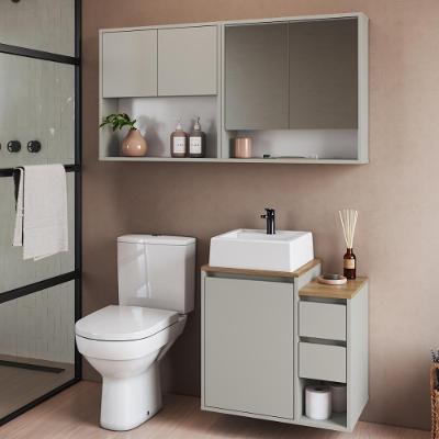 Conjunto de Banheiro CRART-CON021 5 Portas 5 Prateleiras MDP 120CM Bege Multimóveis