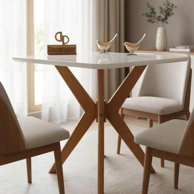 Mesa de Jantar Pandora Quadrada MDF 80CM Branco Decoraper