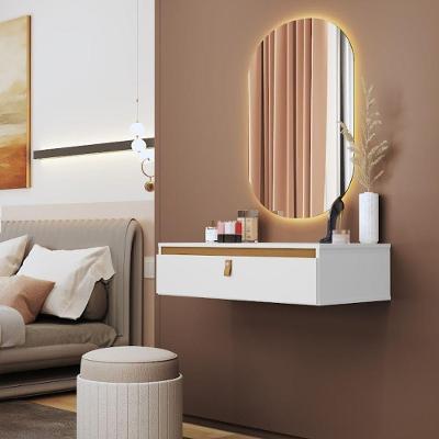 Mesa de Cabeceira Suspensa Atenas 1 Gaveta Branco Cedro Mobiliart