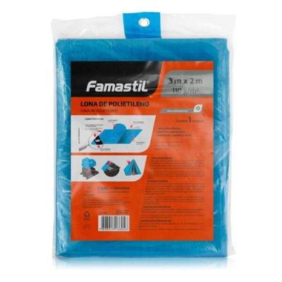 Lona de Polietileno 150 Micras 12m X 10m Azul Resistente Impermeavel Famastil