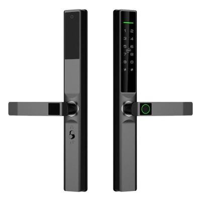 Fechadura Digital Inteligente S610 Wi-Fi Tuya Biometria Senha Cartão Alumínio Preto